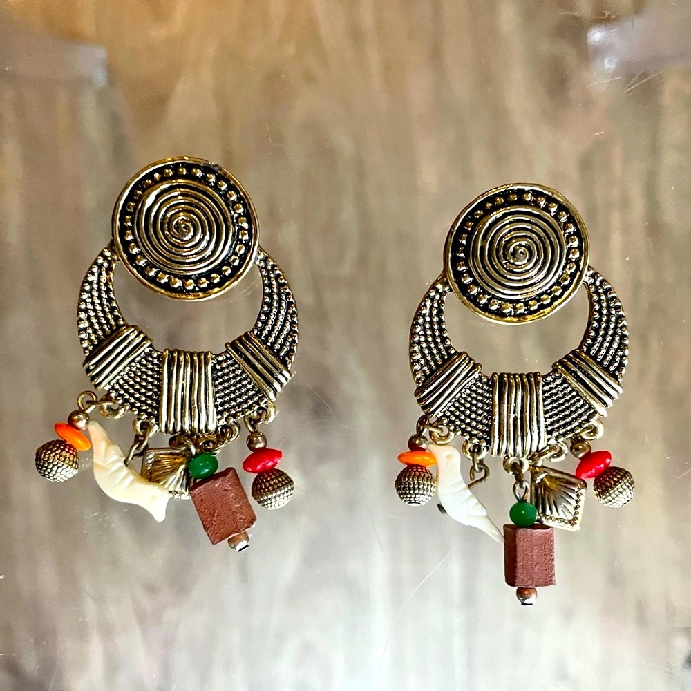 Eclectic Gold Beaded Earrings